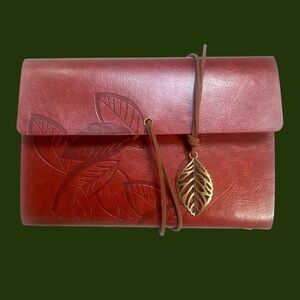 Vintage style leaf pattern notebook journal diary. Reddish Brown.  New